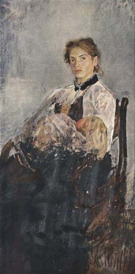 Дервиз Н.Я. (женский портрет, с ребенком, 1888-1890) | Дервиз Н. Я. | Русская портретная галерея