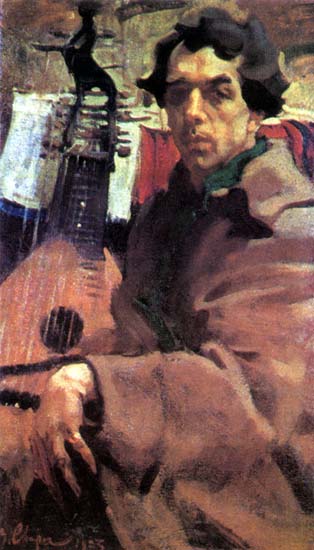 Сварог Василий Семенович (автопортрет с торбаном, 1923) | Сварог Василий Семенович | Русская портретная галерея