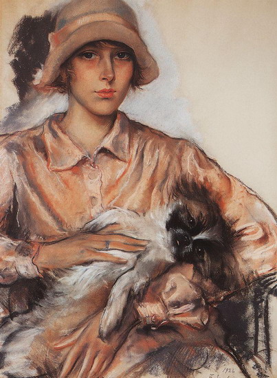 Велан Ида (портрет дамы с собачкой, 1926) | Велан Ида | Русская портретная галерея