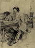 Изображение: Толстой Лев Николаевич (пишущий за круглым столом в Ясной Поляне, 1891)  | Русская портретная галерея