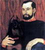 Изображение: Тальберг Борис Александрович (автопортрет с собакой, 1977)  | Русская портретная галерея