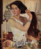 Изображение: Серебрякова Зинаида Евгеньевна (за туалетом, автопортрет, 1909)  | Русская портретная галерея